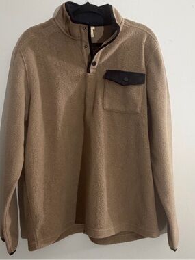 Men's Tan Lightweight Fleece Shirt Jacket with Chest Pocket